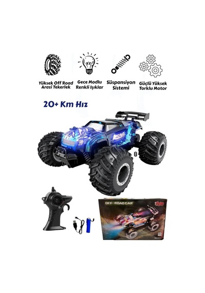 Uzaktan Kumandalı Full Fonksiyon 2.4g 1:18 Şarjlı High Off Road Araba Led Işıklı