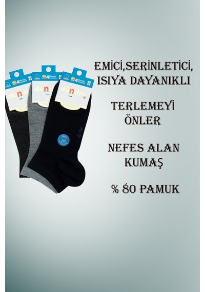 Dündar Erkek Plus Penye Patik Çorap 4 Mevsim Çok Renkli