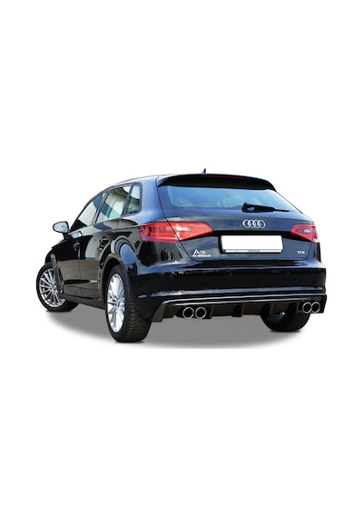 Audi A3 8v Hb S3 Difüzör Sağ Sol Çift Çıkış Parlak Siyah Difizör 2012-2016 Arka+bodykit+ek+karlık