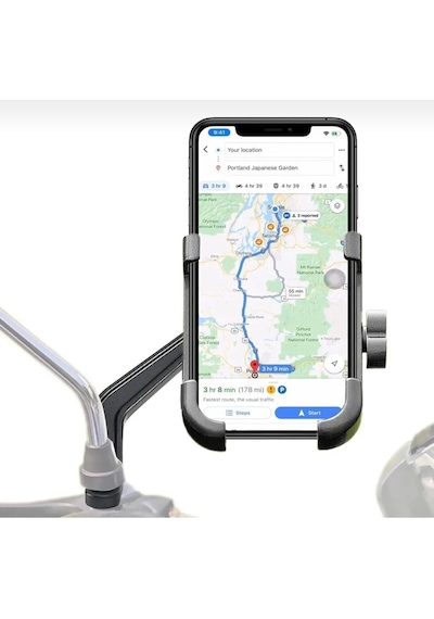 Dikiz Ayna Bağlantılı Metal Motosiklet Ve Bisiklet Telefon Tutucu Motorsiklet Telefon Tutacağı