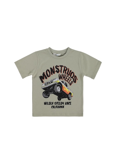 Civil Boys Monstruos Araba Baskılı 2-5 Yaş Tişört - Gri Soft Gri