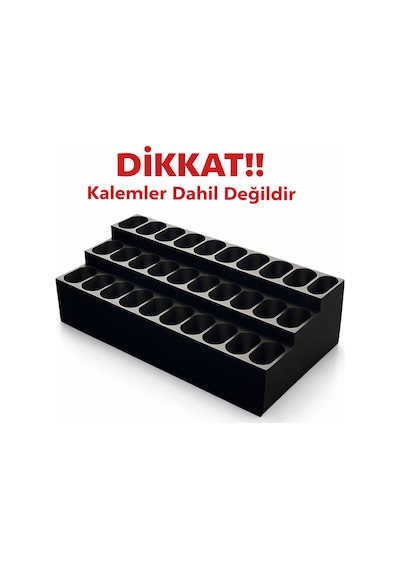 30 Adet Kapasiteli Kalem Standı Çoklu Masaüstü Kalemlik Organizer Sert Plastik Kalem Tutucu Stand Çok Renkli