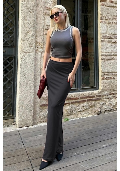 Madmext Füme Maxi Basic Etek Mg1890 Füme