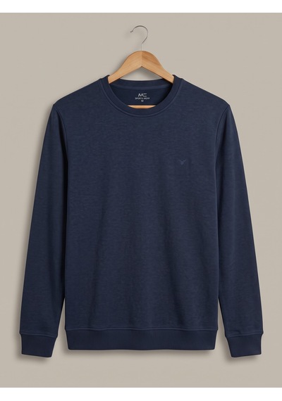 Maccali Erkek Lacivert Selanik Bisiklet Yaka Sweatshirt