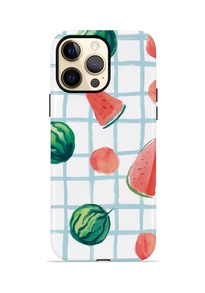 Apple iPhone Uyumlu 12 Pro Max Vorian Çift Katmanlı Kılıf Watermelon Grid