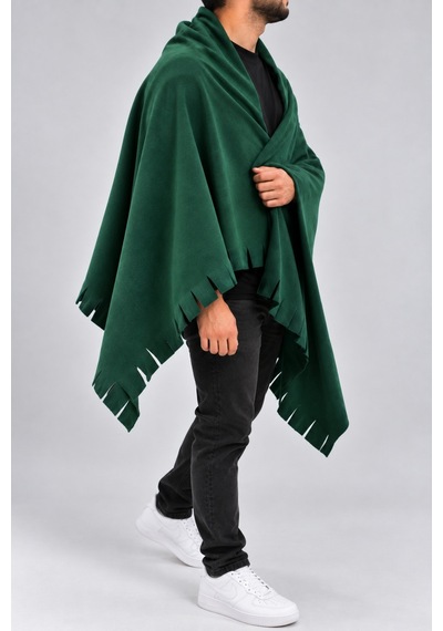 Parshey Polar Şal 70x170 Cm Unisex Sıcak Tutan Yumuşak Kenar Püsküllü Yeşil