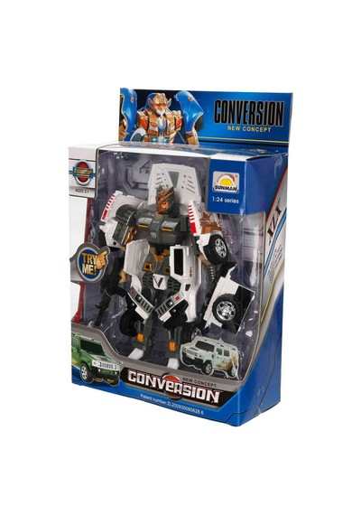 1:24 Sesli Ve Işıklı Dönüşebilen Robot 22 Cm Beyaz Hummer