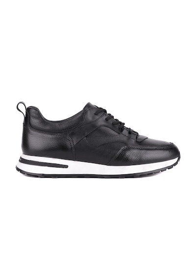 Shoetyle - Siyah Hakiki Deri Bağcıklı Erkek Sneaker 115-k511-1329 Siyah