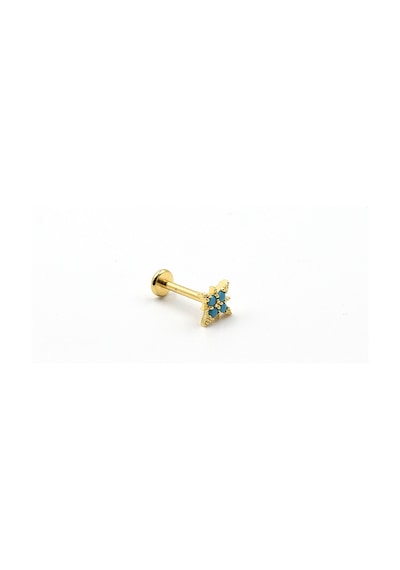 Turkuaz Taşlı Yıldız Tragus & Helix Piercing Gold Kaplama, Anti Alerjik, Kararma Yapmaz Çok Renkli