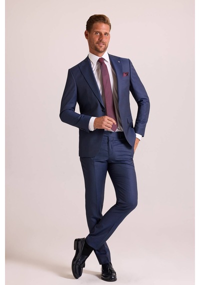 Ysf Erkek Petrol Slim Fit Sivri Yaka Takım Elbise Petrol
