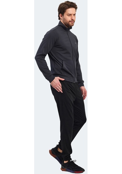 Slazenger KLOTEN IN Erkek Fermuarlı Dik Yaka Cepli Koyu Gri Eşofman Takımı