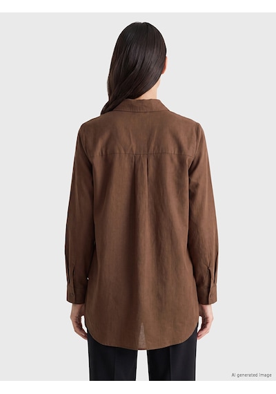 Lcw Everyday Kahverengi %100 Pamuklu Kadın Gömlek Tunik