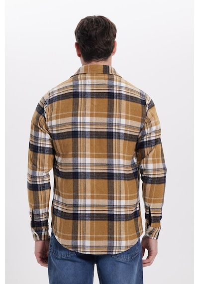 Tudors Erkek Slim Fit Dar Kesim Kareli Kışlık Oduncu Gömlek-42203 Sarı