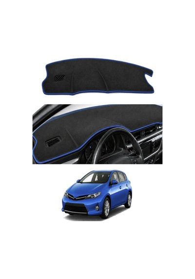 Toyota - Auris 2012-2018 Uyumlu Torpido Koruma Kılıfı - Mavi Şeritli
