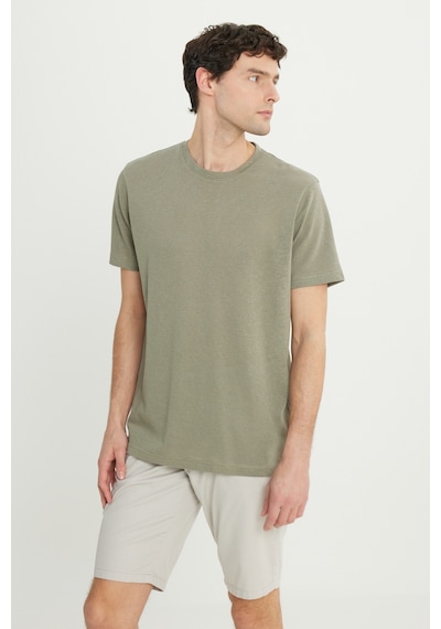 AC&Co / Altınyıldız Classics Erkek Hakı Pamuklu Slim Fit Dar Kesim Bisiklet Yaka Tişört Haki