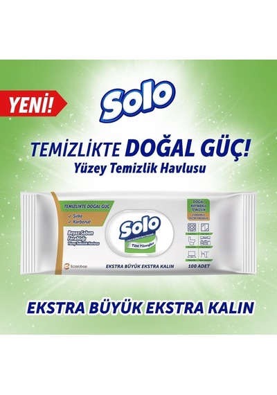 Solo Yüzey Temizleme Mendili Üçlü Set 300 Yaprak 100'lü 3 Paket