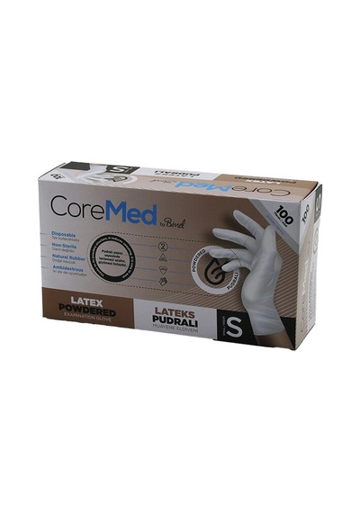 Coremed Bimel S Beden Pudralı Muayene Eldiveni 100lü Bx40