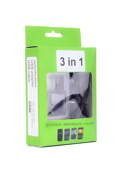 Zore Black Berry 3 İn 1 Şarj Seti .