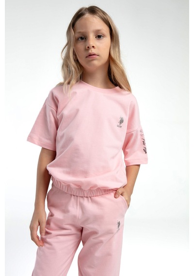 U.s. Polo Assn. Kız Çocuk Pembe Kısa Kol Pijama Takım Us2083 Pembe