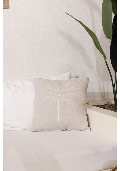 Koza Home Pure Krem Beyaz Püsküllü Dekoratif Boncuk Elyaf İç Dolgulu Kırlent Krem Beyaz