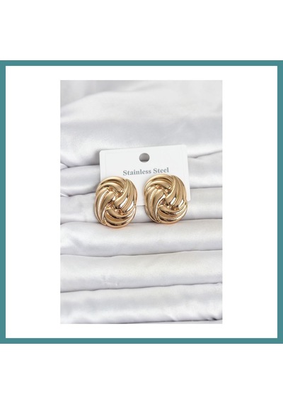 Trendexa 316l Çelik Gold Renk Motif Desen Model Kadın Küpe Mac