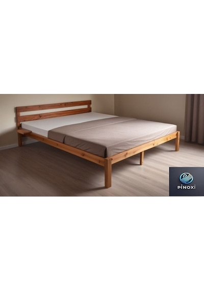 Masif Ahşap Trend Karyola Ceviz Renk + 2 Adet Simple Yatak Kenarı Rafı Hediyeli 90x190 Masif Ahşap Trend Karyola Ceviz Renk + 2 Adet Simple Yatak Kenarı Rafı Hediyeli 90x190