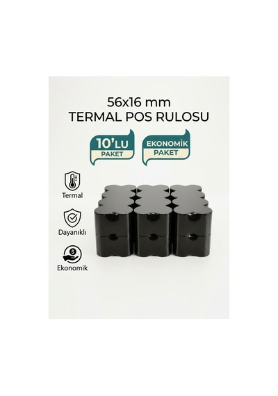 56x16 Mm Termal Pos Rulosu 10'lu Ekonomik Paket Beyaz