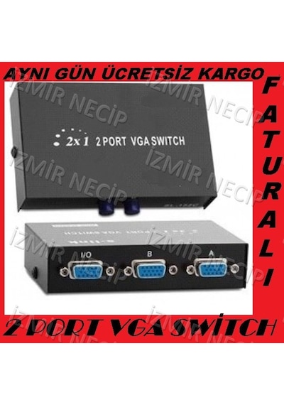 2 Port Vga Splitter Vga Çoğaltıcı Çoklayıcı Hub Adaptörlü 1 Kasa