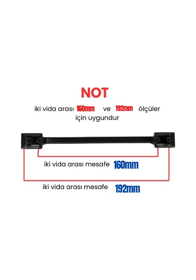 5 Adet Metal Okyanus Mobilya Çekmece Dolap Kulpu Mat Siyah 160-192mm Mat Siyah