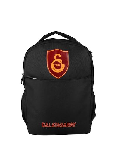 Galatasaray Lisanslı Kırmızı Logo Baskılı Siyah Sırt Çantası