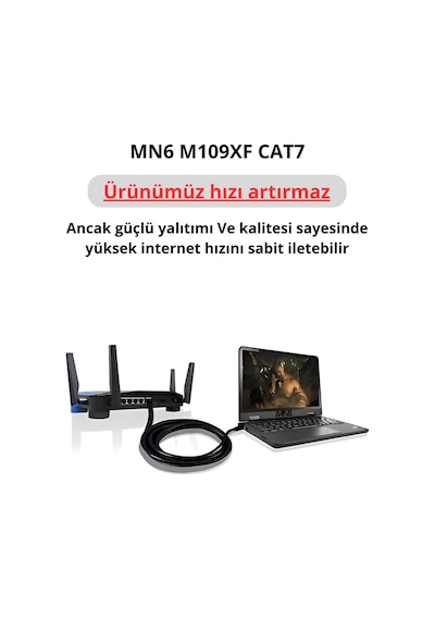 Mn6 M109xf Cat7 Kablo 3 Metre-26awg-s/ftp/10gbps-600 Mhz-3 Metre Cat7 Ethernet Kablosu