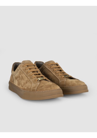 Cabani Hakiki Deri Taba Süet Görünümlü Bağcıklı Erkek Sneaker Ayakkabı Kahverengi