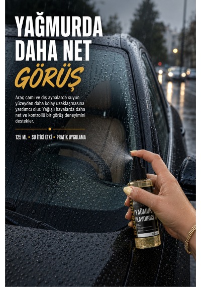 Araç Yağmur Kaydırıcı Sprey Araba Cam Ve Dış Yan Ayna Su Itici 125 Ml