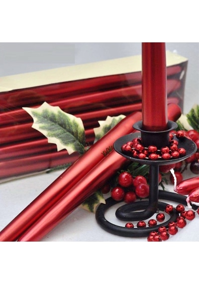 10 ADET RED CANDLESTICK KIRMIZI ŞAMDAN MUMU KIRMIZI MUM PARLAK KIRMIZI ŞAMDAN MUMU MASA MUMU UZUN MUM