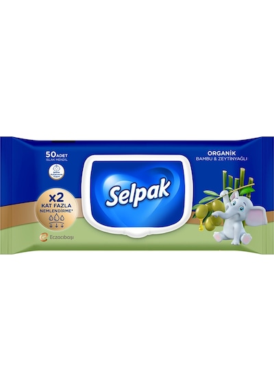 Selpak Organik Bambu & Zeytinyağlı Özlü Islak Mendil 50'li 3'lü Set