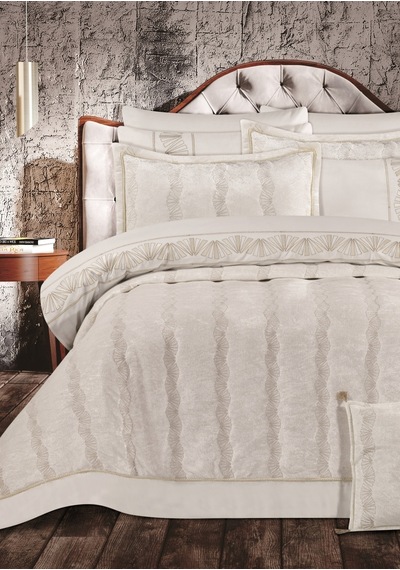 Goldroom Home Verona Nakışlı Çeyiz Seti 8 Parça Krem