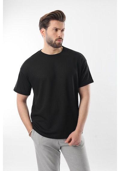 Madmext Siyah Bisiklet Yaka Erkek T-shirt E7128 Siyah