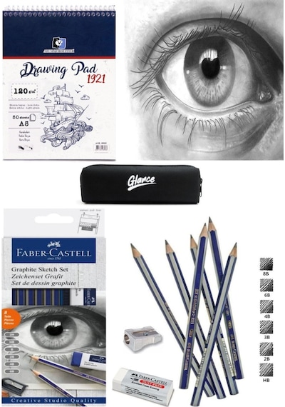 Alex Schoeller A5 Eskiz Defterli 50 Yp Faber Castell Goldfaber Dereceli Kalem Seti 8 Parça