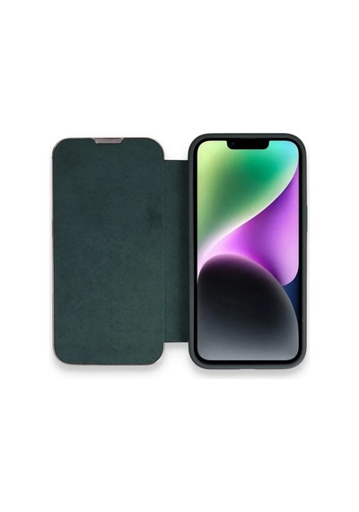 Apple iPhone Uyumlu  14 Pro Max Uyumlu Kılıf Dolpin Kapaklı - Koyu Yeşil