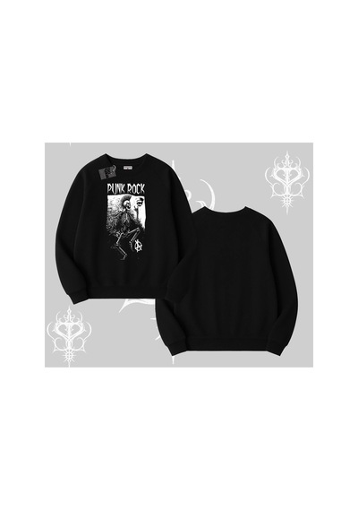 Tarzsokak Biskilet Sweatshirt Punk Rock Chaos Skeleton Riot Siyah