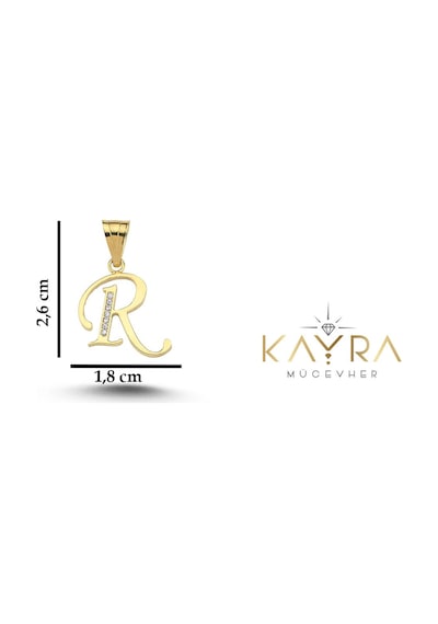 Kayra Mücevher R Harfi Altın Kolye Ucu Bm40