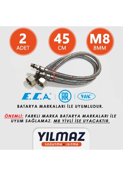 E.C.A. Batarya Bağlantı Fleksi - Hortumu. Soğuk Ve Sıcak - 45Cm . M8 Kırmızı - Mavi