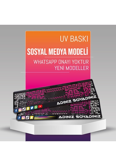 Sosyal Medya Plakalık, 2 Adet Premium Uv Baskı, Plakalıkhane