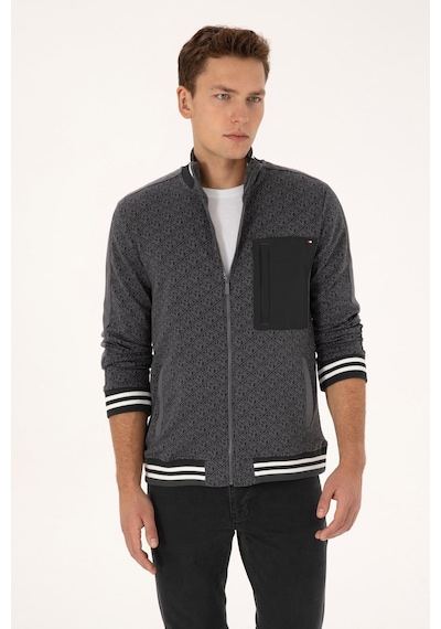 U.S. Polo Assn. Erkek Regular Fit Gri Fermuarlı Örme Hırka 50309985-vr024