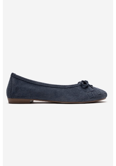 Luvishoes 03 Kot Süet Hakiki Deri Kadın Babet Ayakkabı Mavi