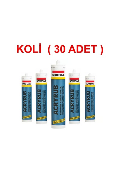 Soudal Acryrub Silikonize Mastik 500 Gr Beyaz - 30 Adet 1 Koli