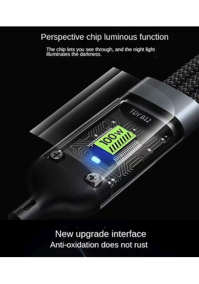 100w Çok Hızlı Kopmaz Spiral 3 Başlıklı Çok Hızlı Şarj Kablosu Telefon Tablet Uyumlu Carplay