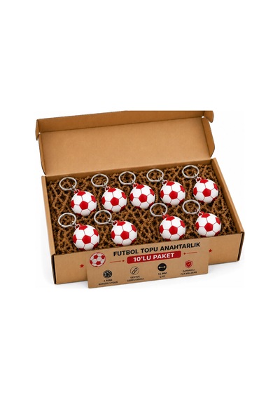 Anahtarlık Futbol Topu 3 Cm Kırmızı Beyaz 10 Lu Paket Qtop Q-0996 Beyaz - Kırmızı