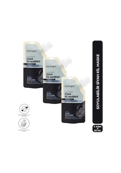 Dermokil Soyulabilir Siyah Kil Maske 50 Ml X 3 Adet