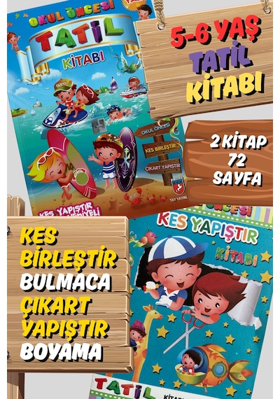 Anaokul Ve Okul Öncesi Etkinlikli Tatil Kitabı + Kes Yapıştır Kitabı